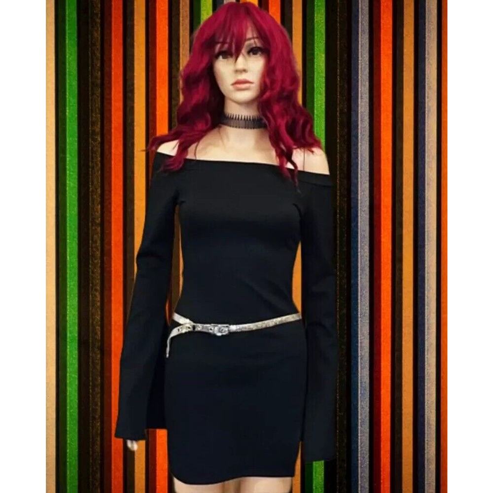Tobi (S/M) Off-Shoulder Mini-Dress Witchy Bodycon Goth Back 2 School